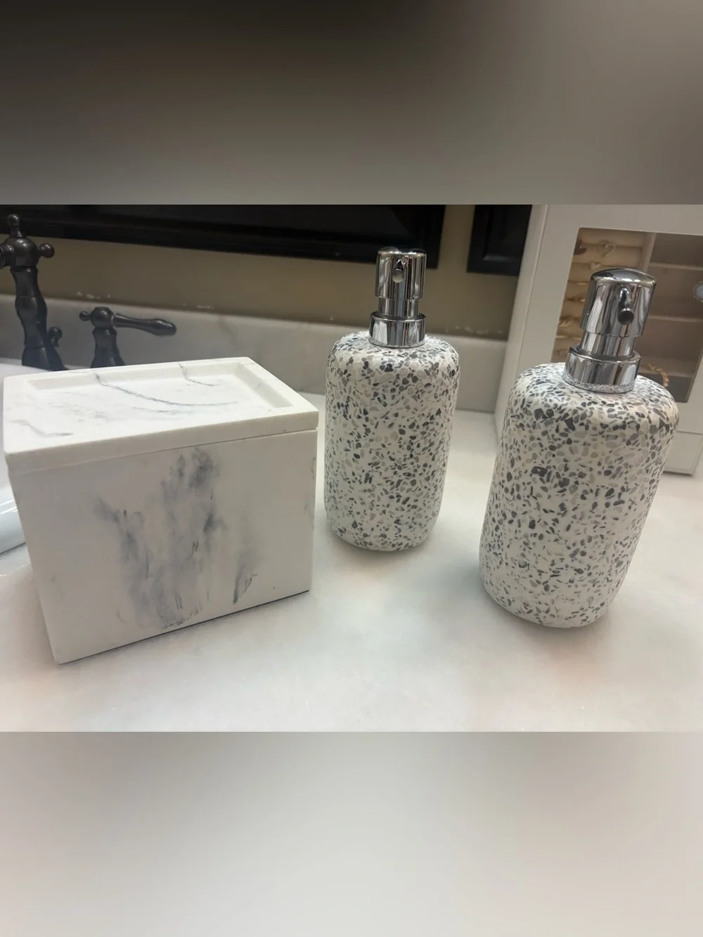 Terrazzo Ceramic Soap Dispenser - White and Gray